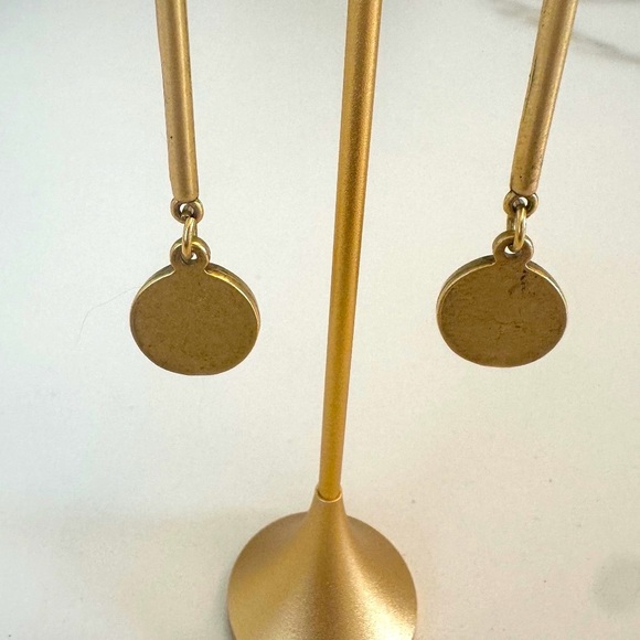 TOVA Neutral Coloured Gemstone and Crystal Long Earrings in Coated Brass - Picture 14 of 14